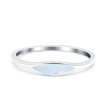 Simple Ring Band Lab Created White Opal 925 Sterling Silver (3.5mm)